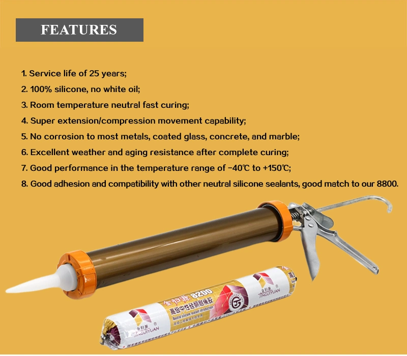 Heavy Duty Natural Cure Silicone Sealant No Solvents for Glass Curtain Wall